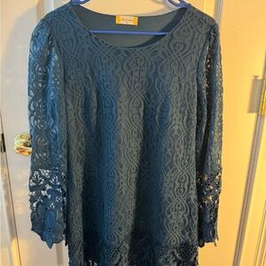 EUC teal blue lace dress